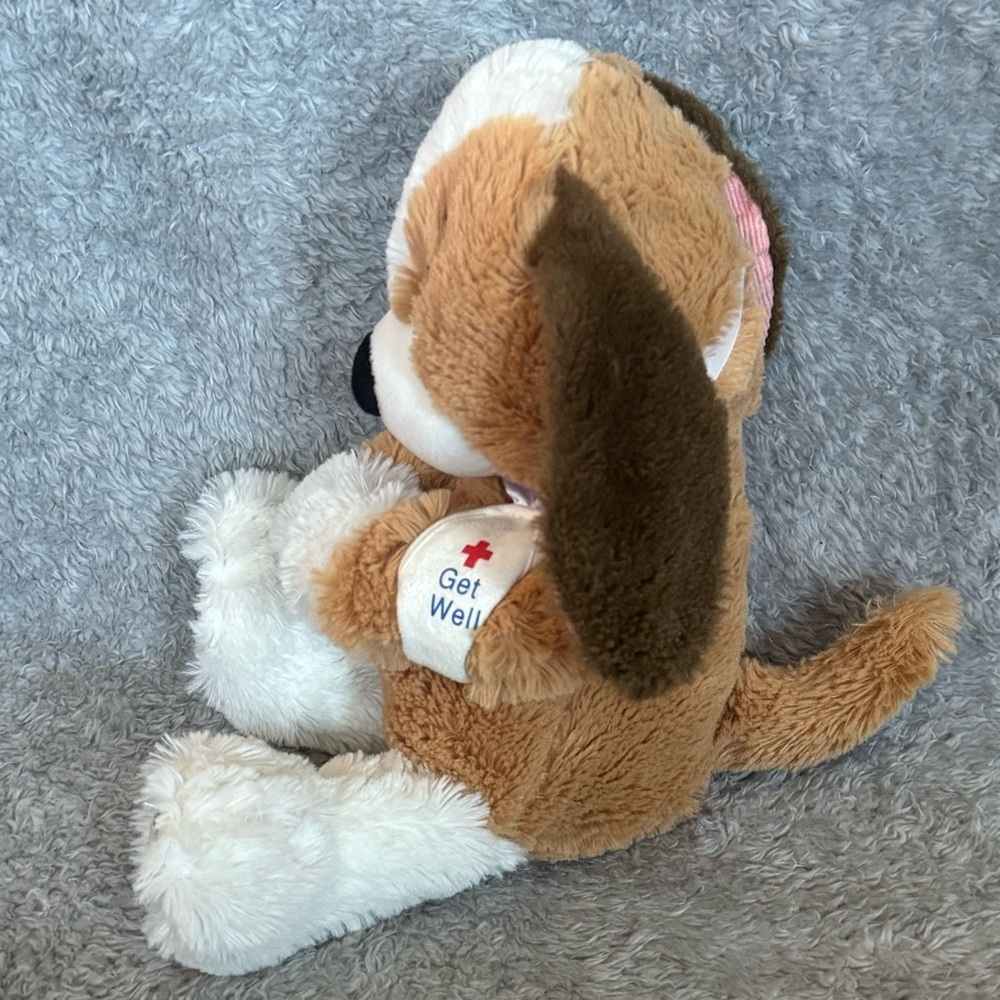 First & Main Puppy Plush 14” Brown White Get Well Soon Stuffed‎ Animal Dog - Picture 4 of 8